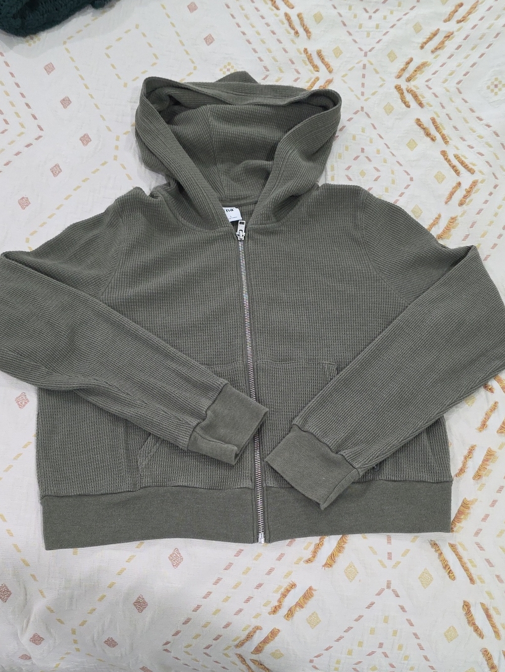 TNA Waffle Knit Crop Hoodie
